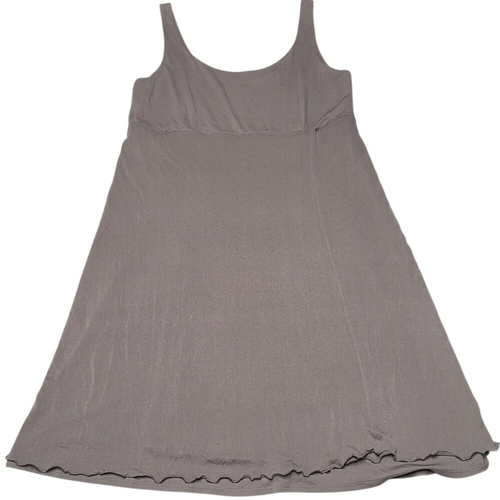 Eileen Fisher 100% Silk Tank Dress Womens Medium Gray Empire Waist Lined Flowy